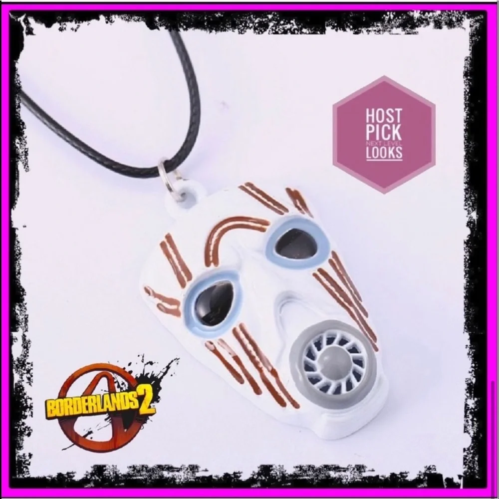 New Boarderlands 2 Mordecai Mask Stainless Steel Pendant Leather Necklace